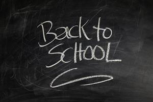 Blackboard with "Back to School" written in chalk.