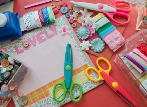 A bunch of arts and crafts supplies.